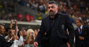 Luciano Gattuso durante la conferenza stampa su Italia-Israele a Coverciano, marzo 2025