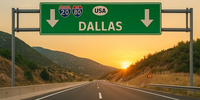 Un italiano che vive all’estero decide chi governa chi vive in Italia 1 Strada americana che porta a Dallas, Texas, al tramonto